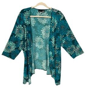 Open Front Cardigan Size 2X  CSC Studio Teal Floral